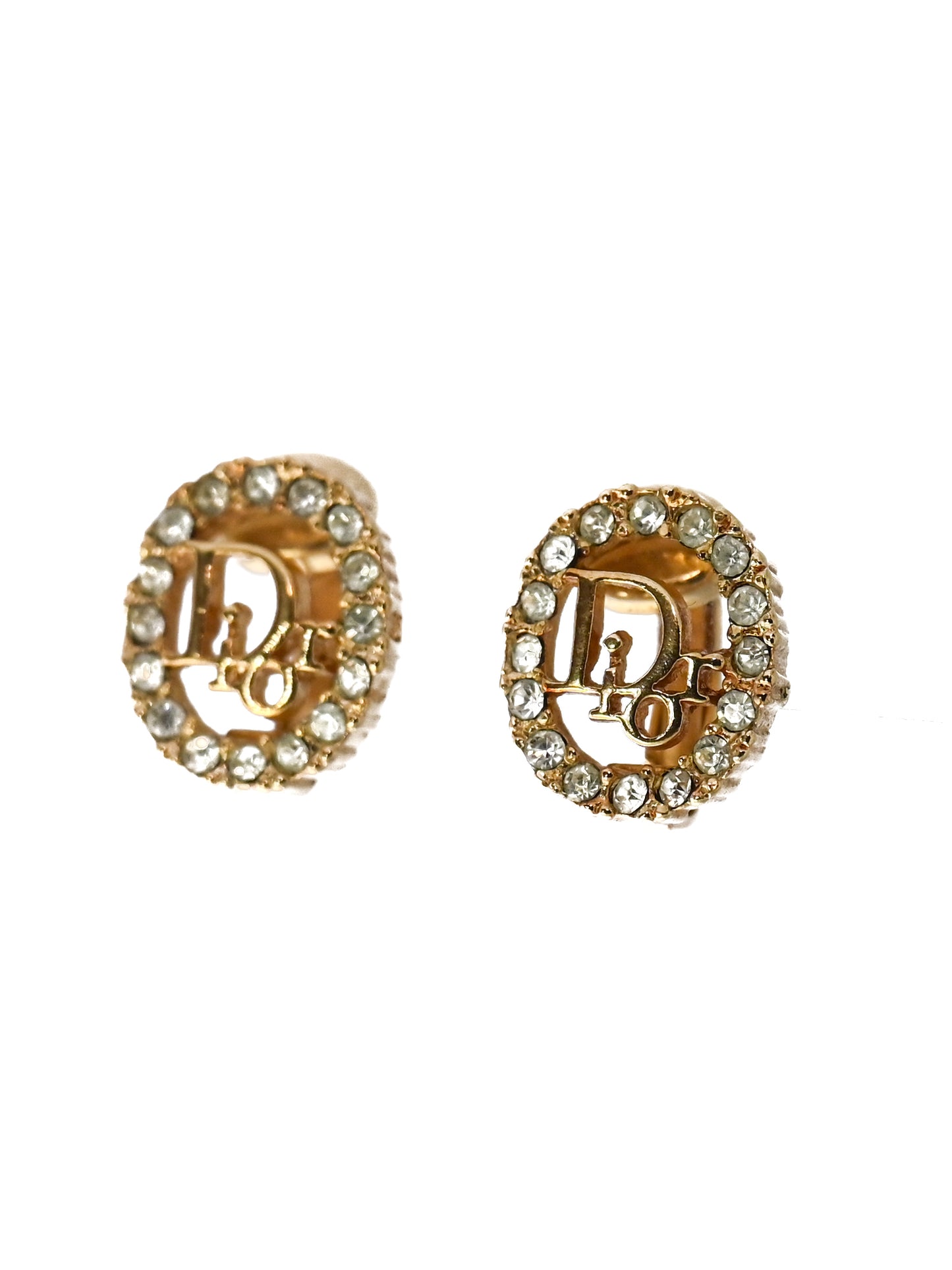 Dior Logo Hollow Oval Clip Earrings