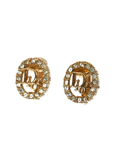 Dior Logo Hollow Oval Clip Earrings