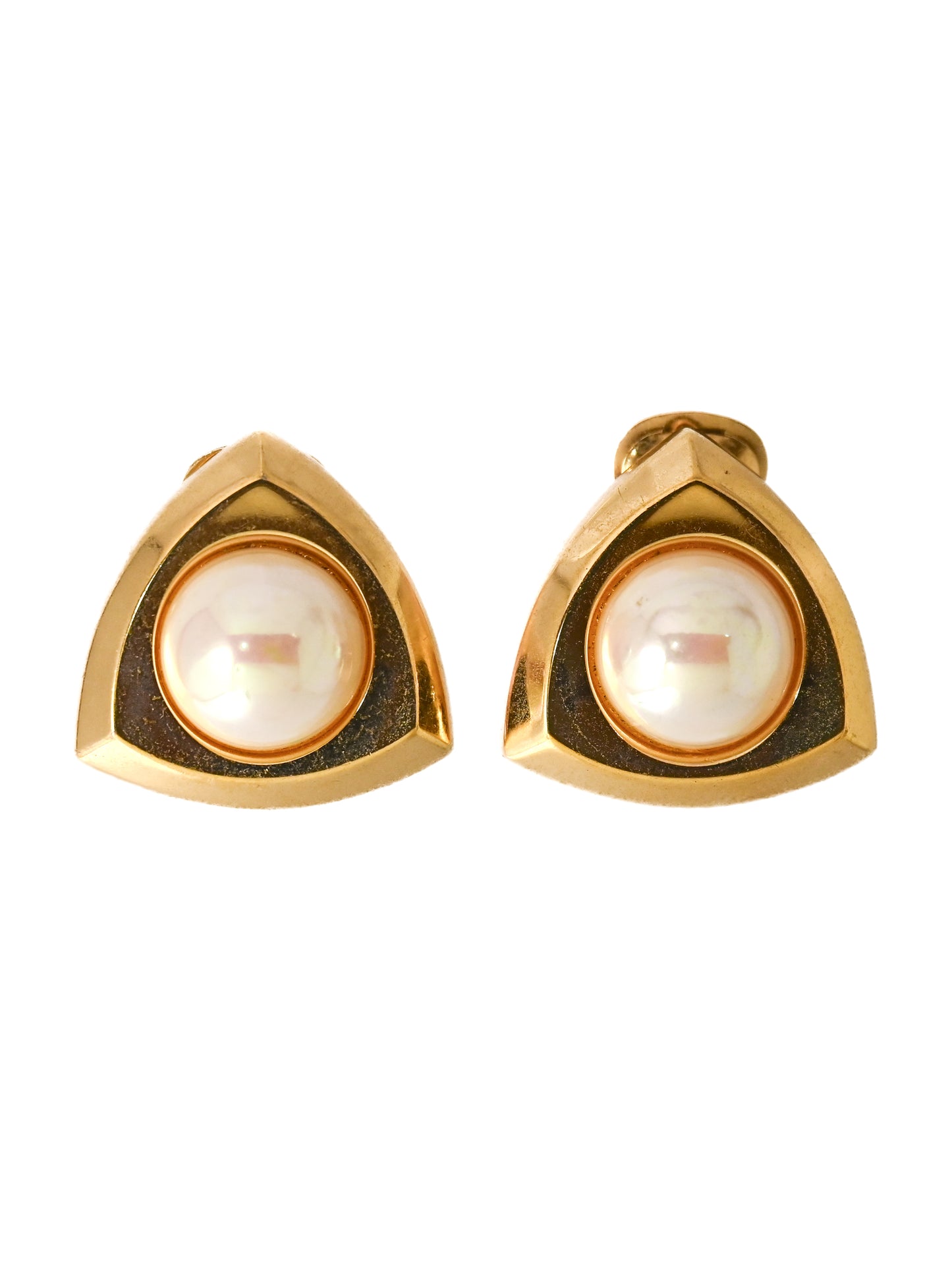 Dior Pearl Triangular Clip Earrings