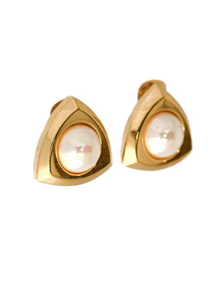 Dior Pearl Triangular Clip Earrings