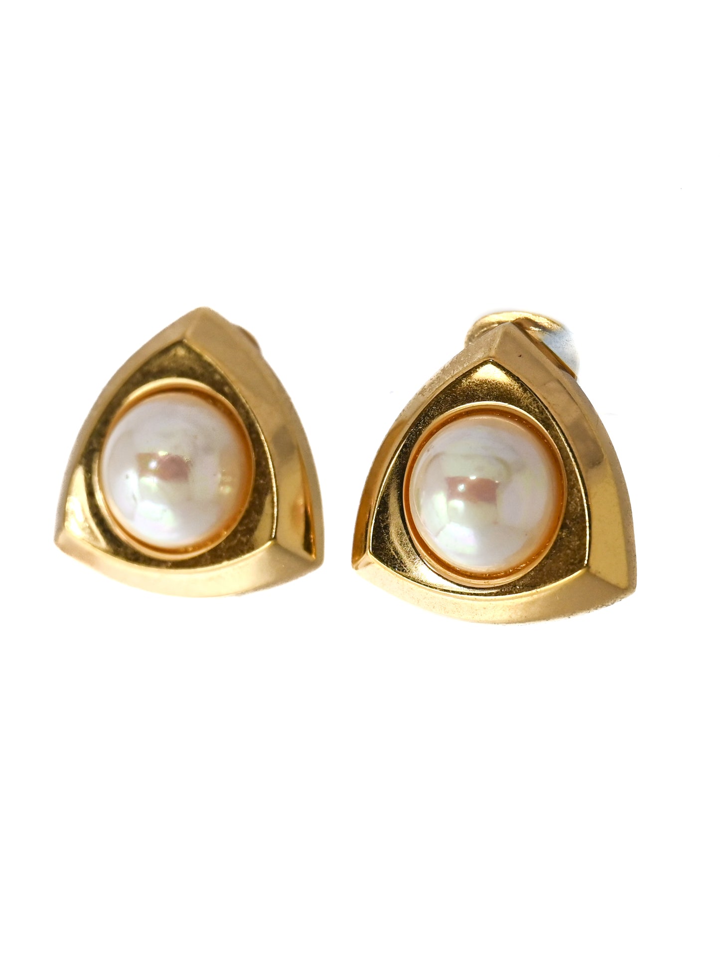 Dior Pearl Triangular Clip Earrings