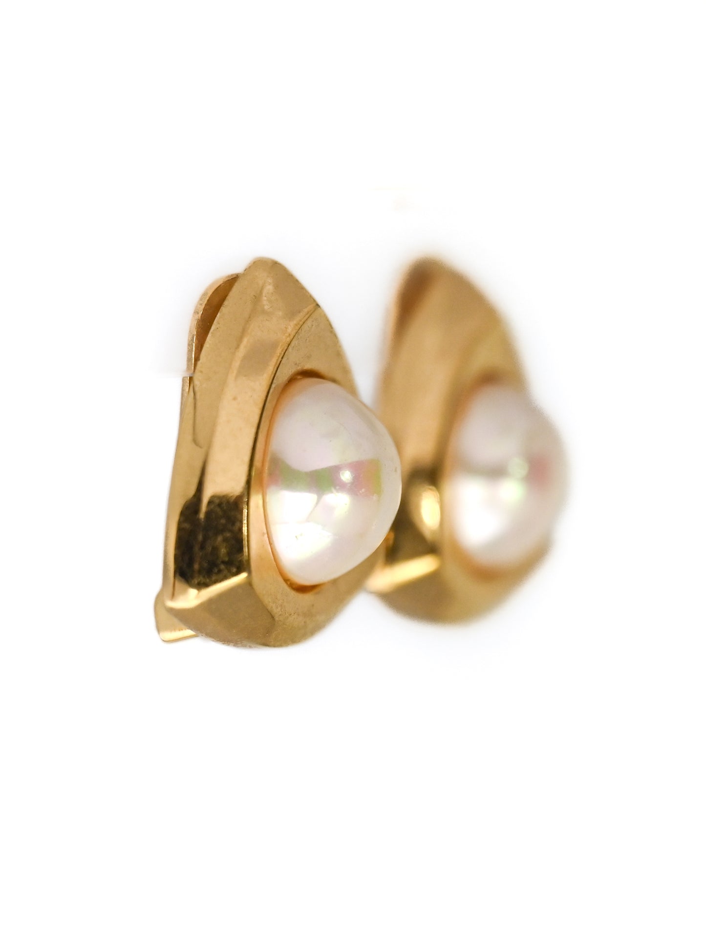 Dior Pearl Triangular Clip Earrings