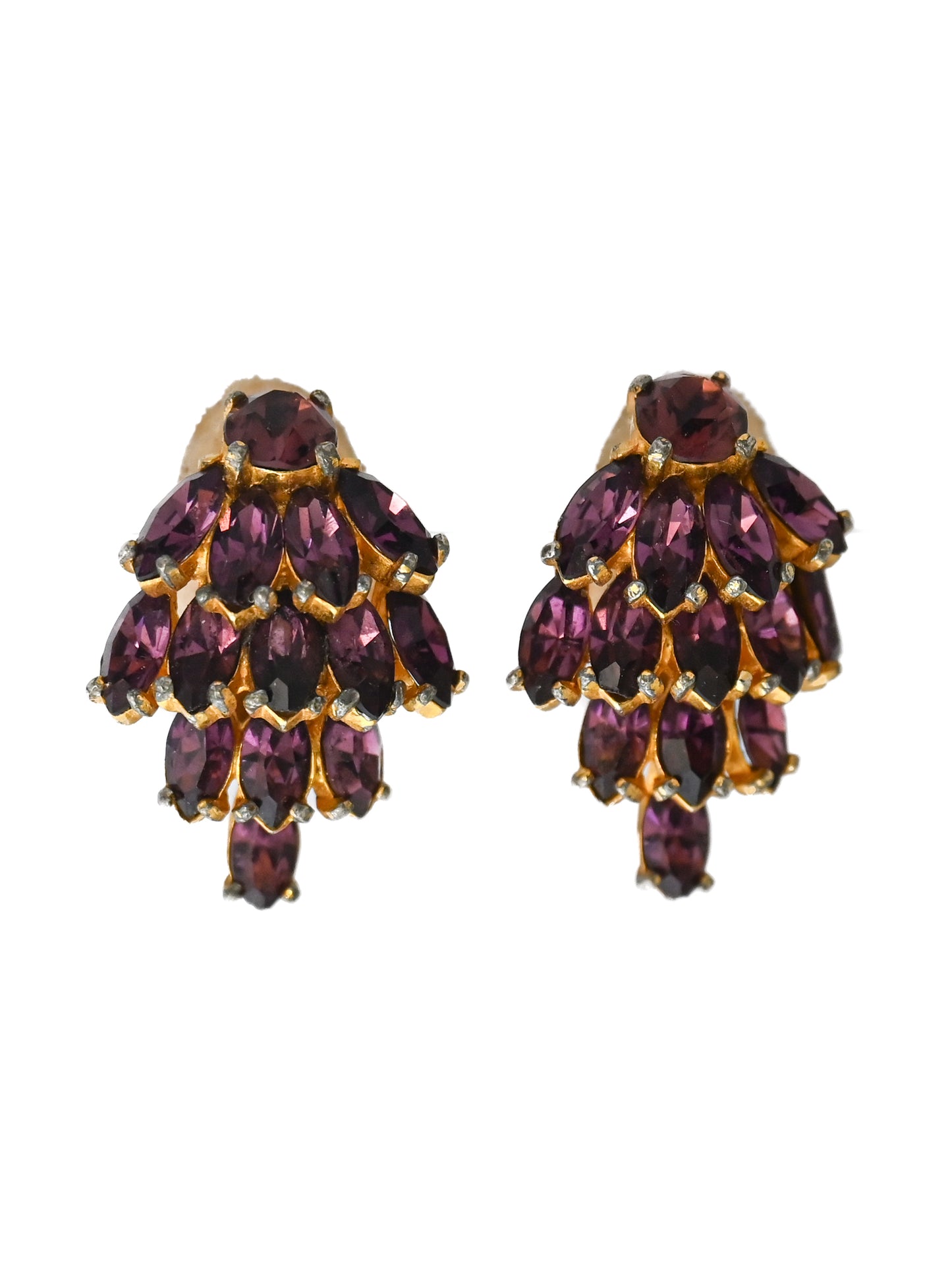 Dior by Kramer 50s Pine Cone Purple Clip Earrings
