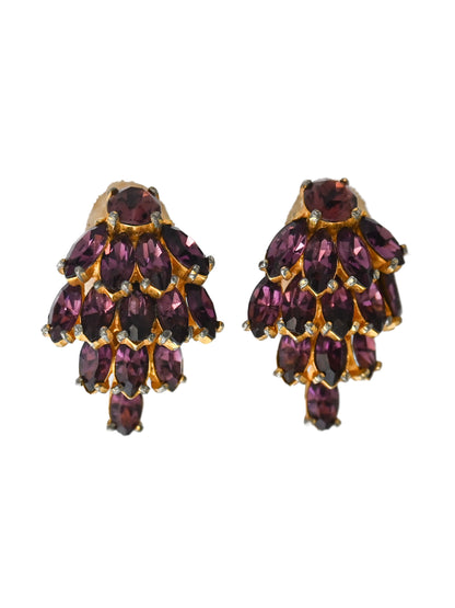 Dior by Kramer 50s Pine Cone Purple Clip Earrings