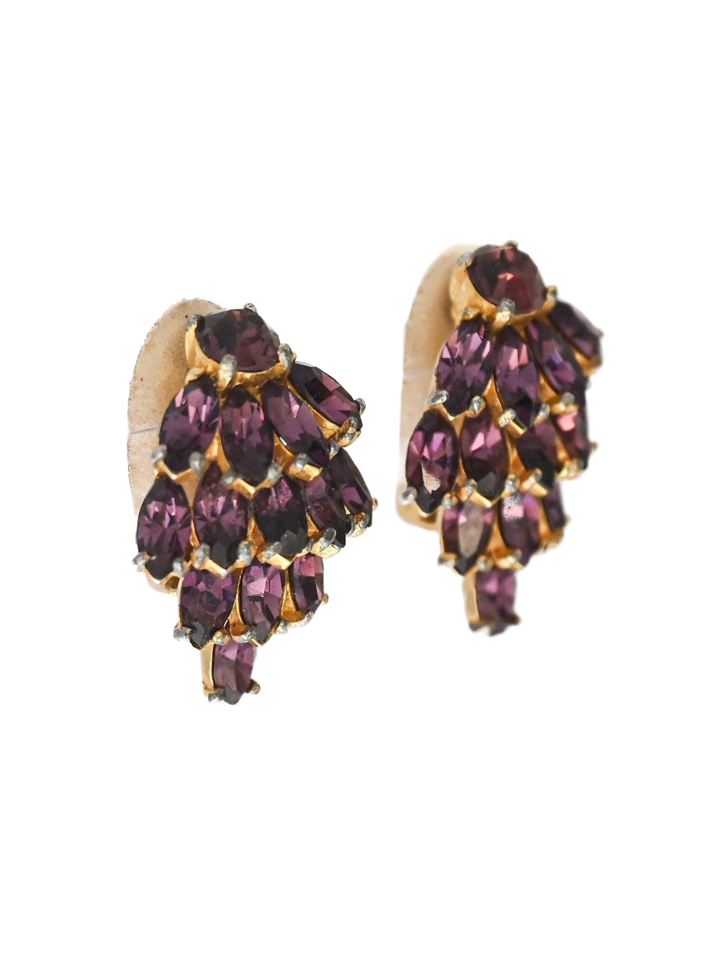 Dior by Kramer 50s Pine Cone Purple Clip Earrings