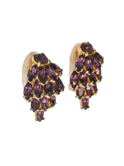 Dior by Kramer 50s Pine Cone Purple Clip Earrings