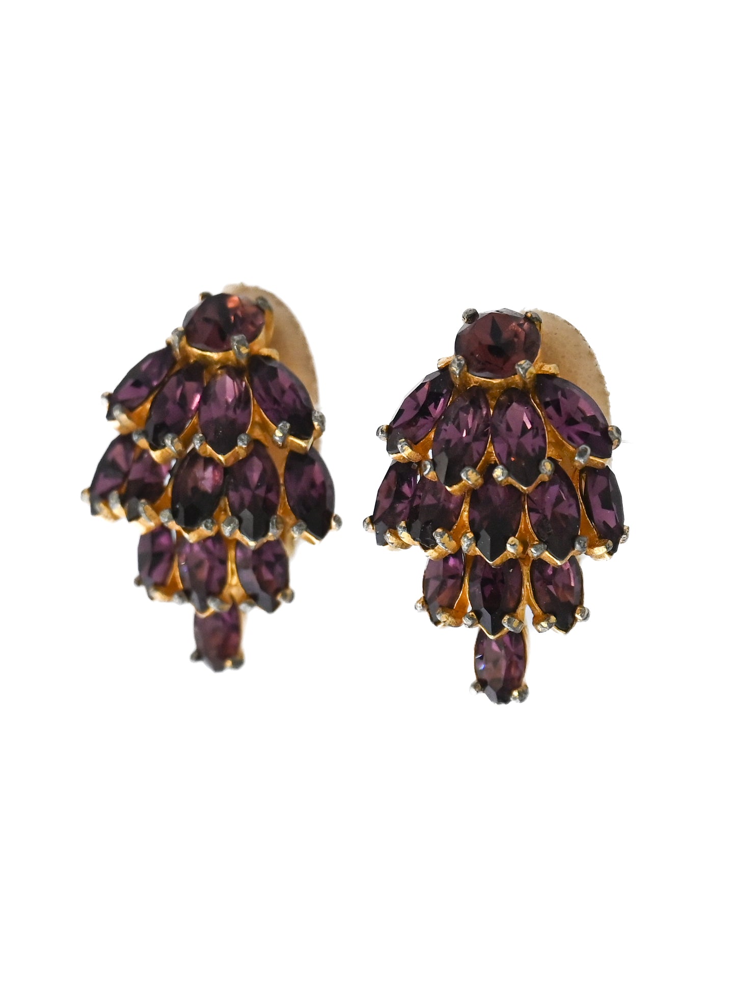 Dior by Kramer 50s Pine Cone Purple Clip Earrings
