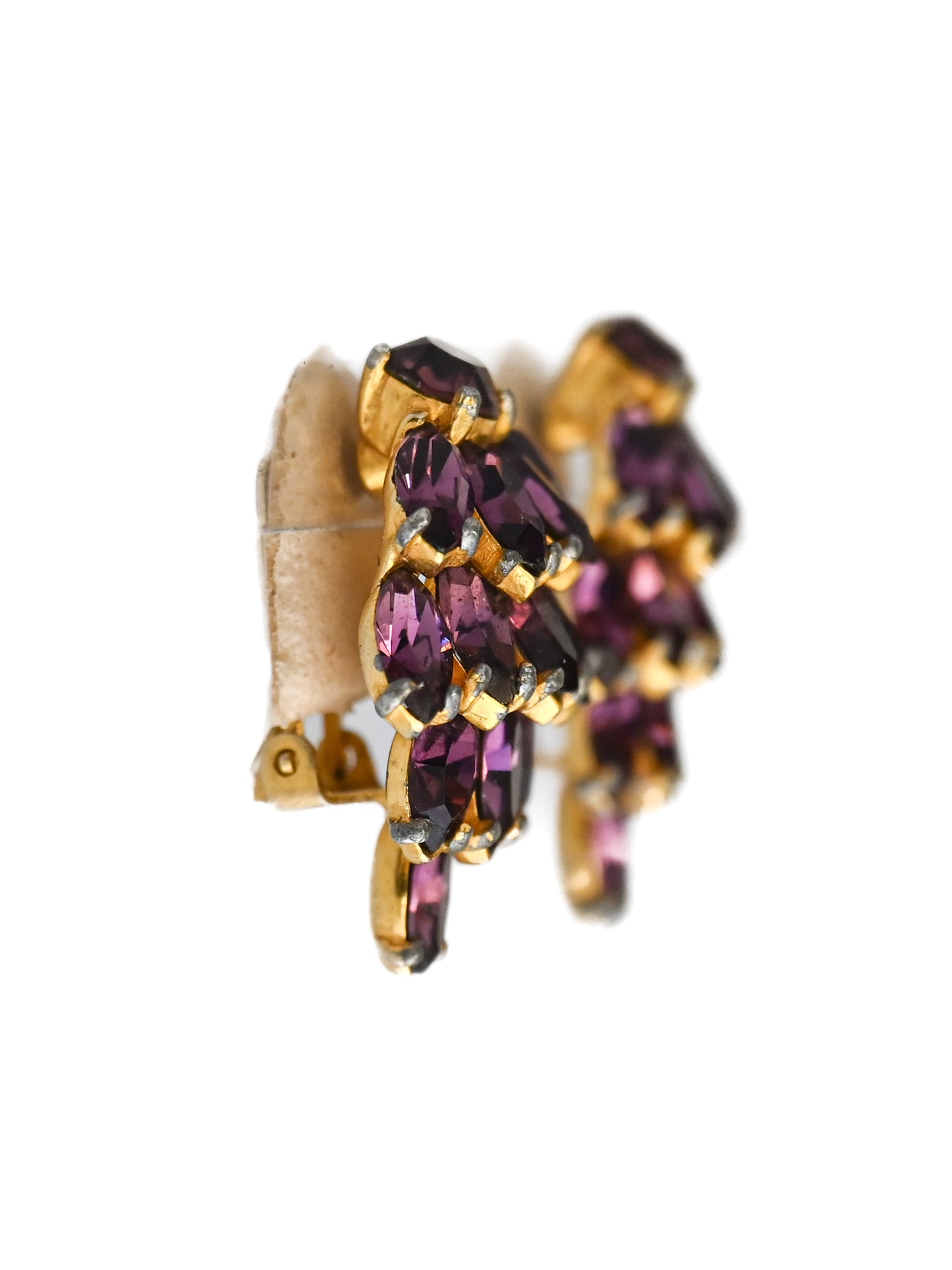 Dior by Kramer 50s Pine Cone Purple Clip Earrings