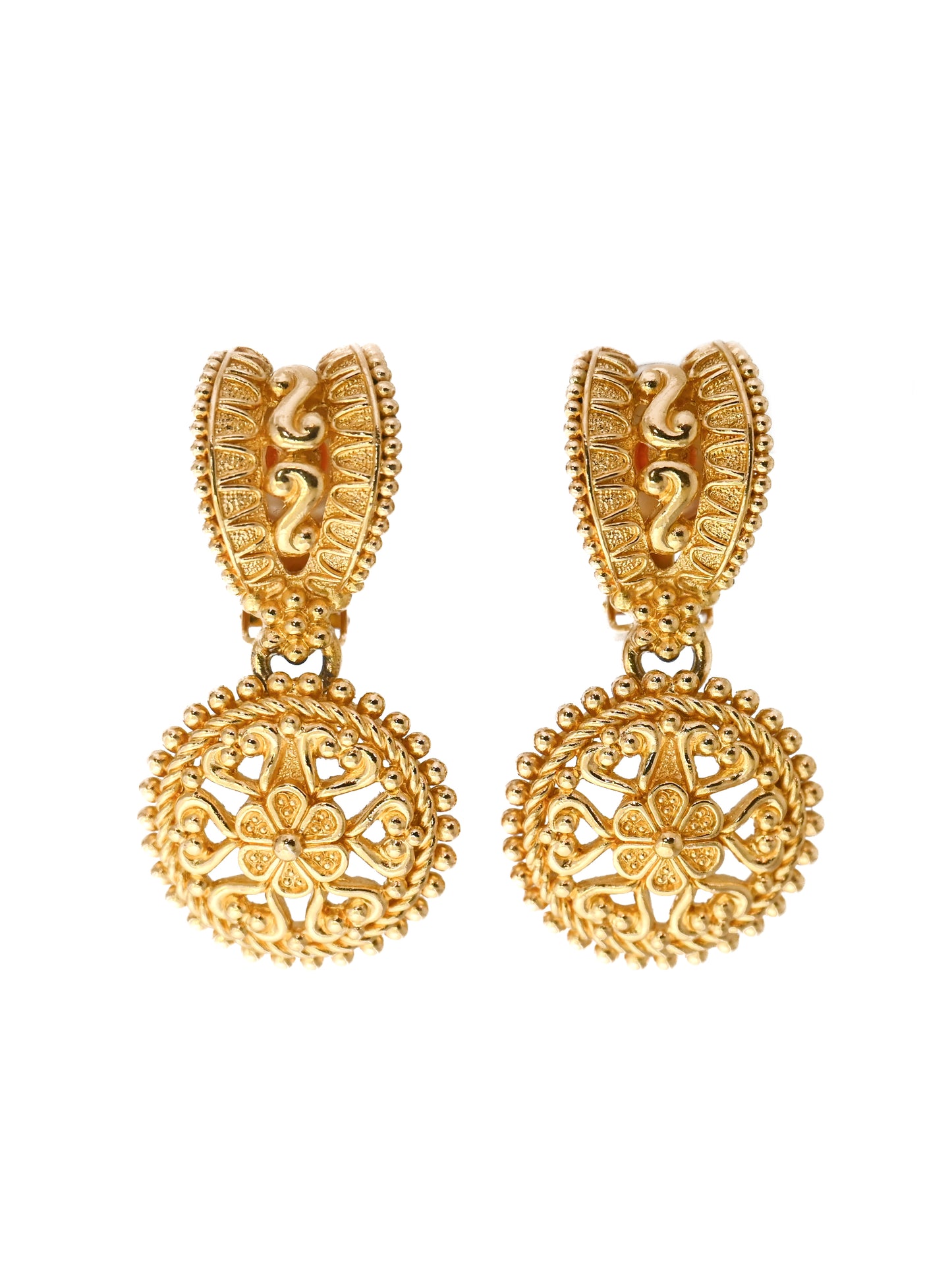 Dior Hollow Flower Round Drop Clip Earrings