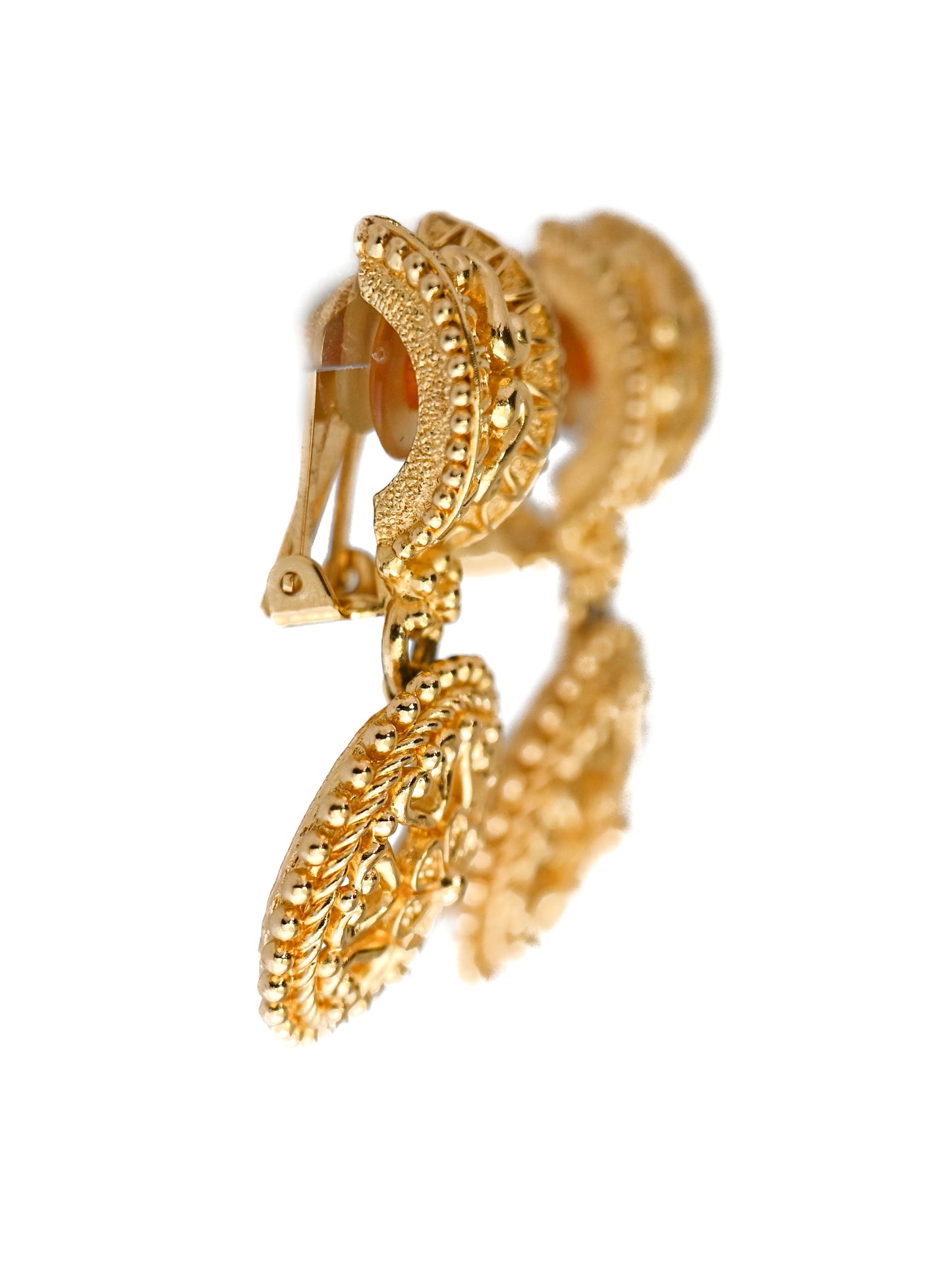 Dior Hollow Flower Round Drop Clip Earrings