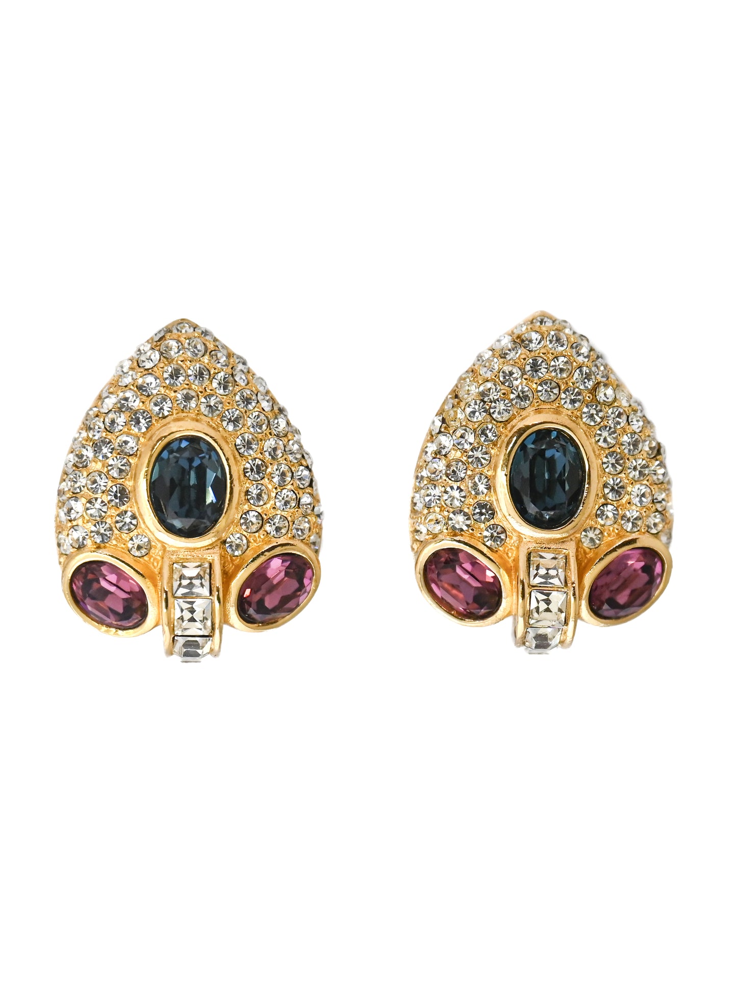 Dior Spade Blue Stone Clip Earrings