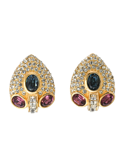 Dior Spade Blue Stone Clip Earrings