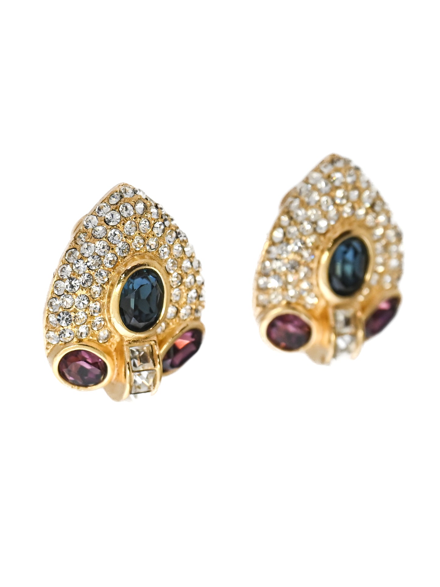 Dior Spade Blue Stone Clip Earrings