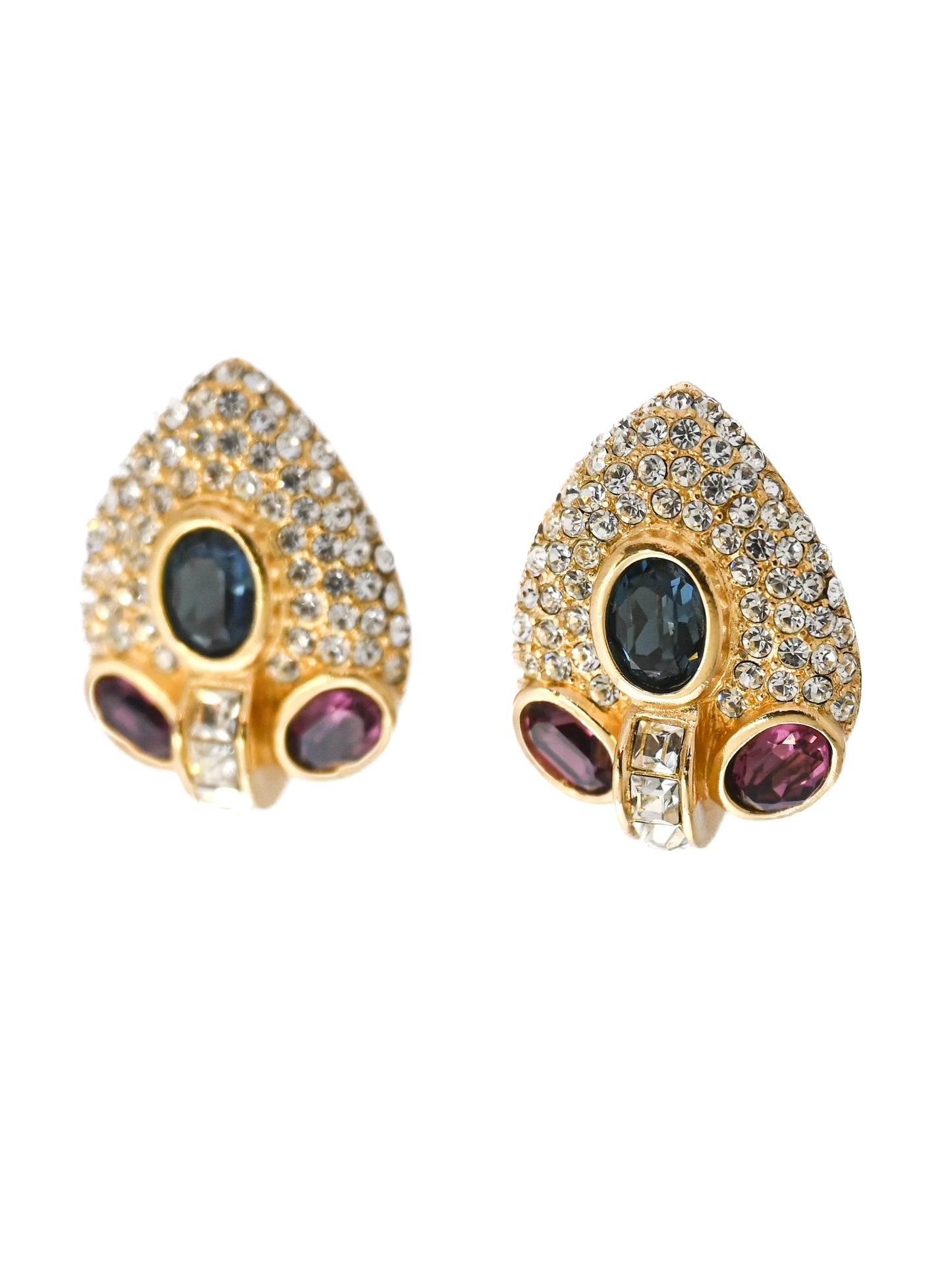 Dior Spade Blue Stone Clip Earrings