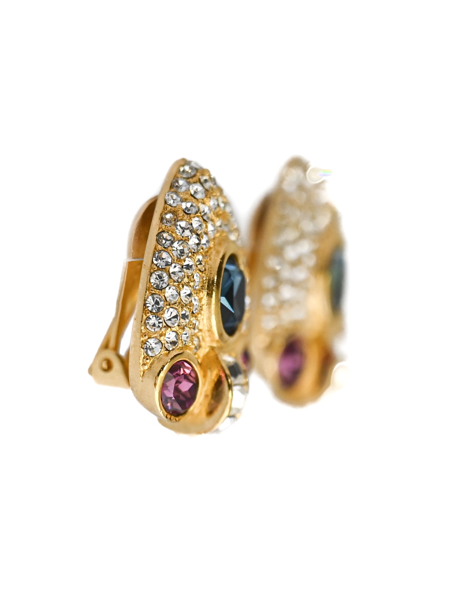 Dior Spade Blue Stone Clip Earrings