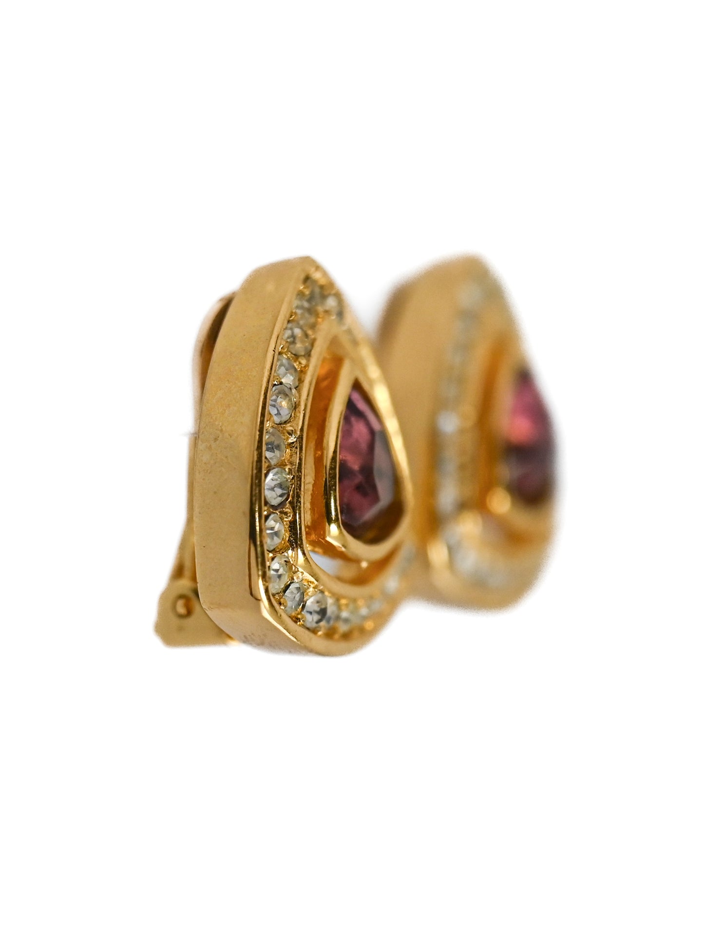 Dior Plum Brown Triangular Clip Earrings