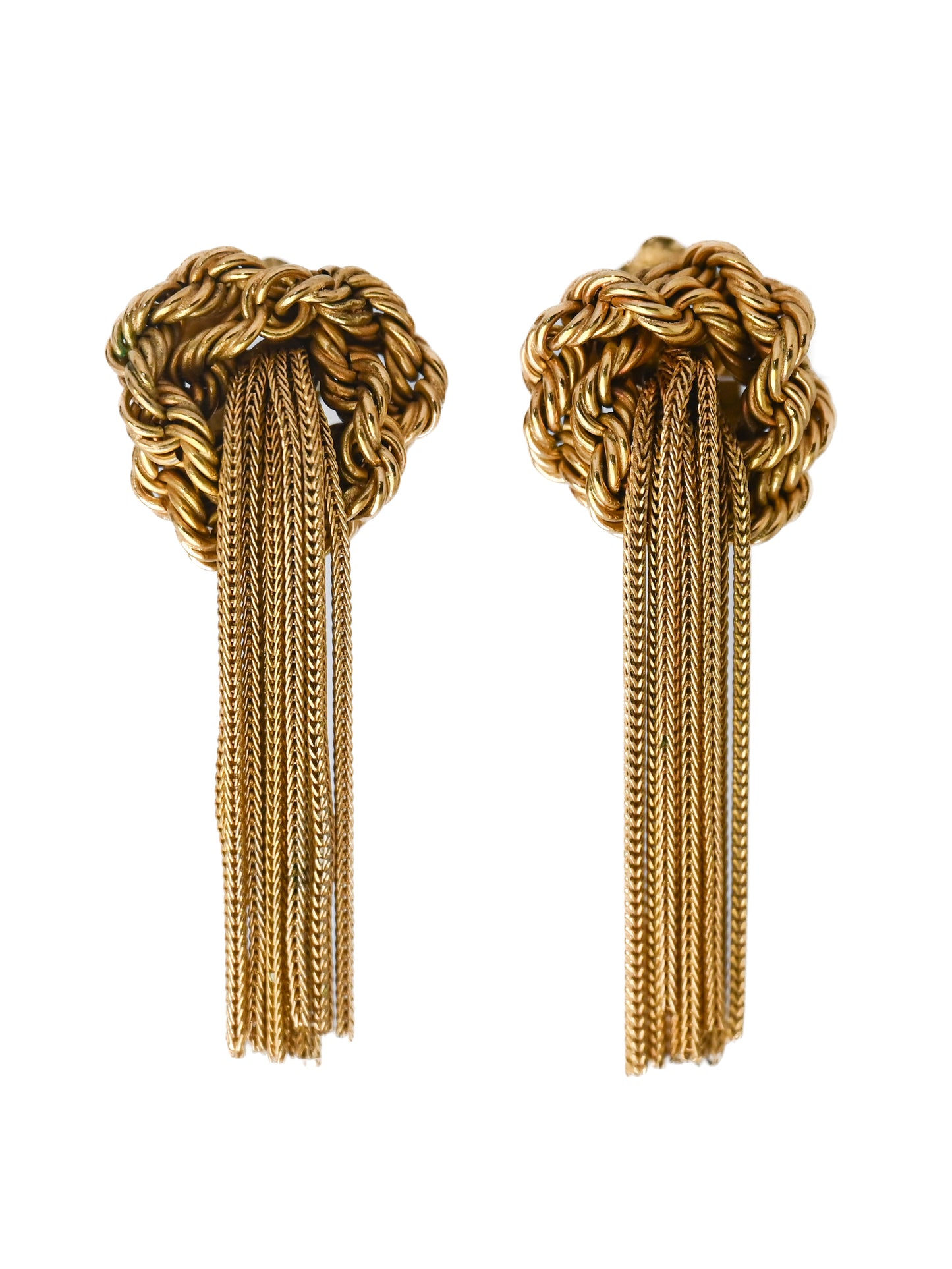 Dior 40s Braided Tassel Drop Clip Earrings