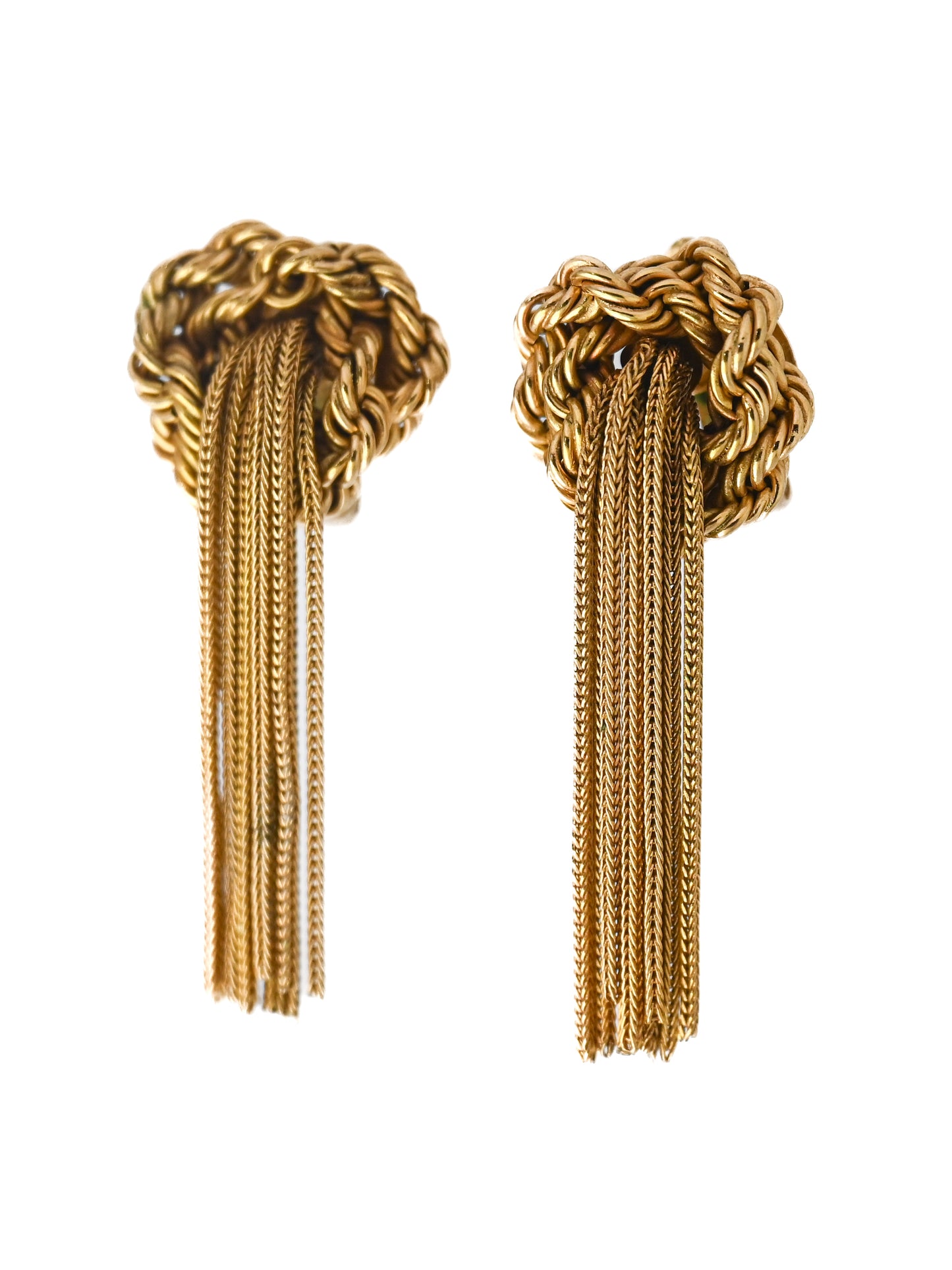 Dior 40s Braided Tassel Drop Clip Earrings