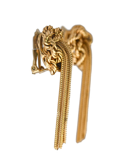 Dior 40s Braided Tassel Drop Clip Earrings