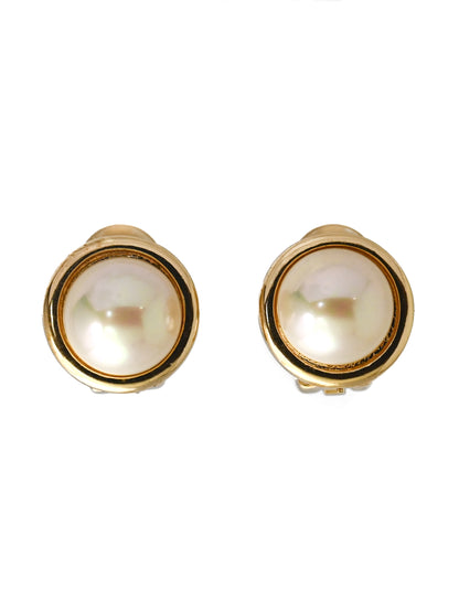 Dior Pearl Round Clip Earrings