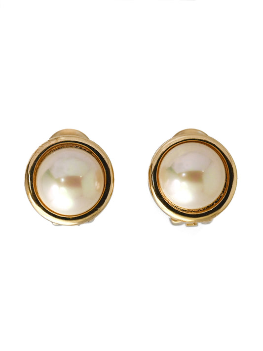 Dior Pearl Round Clip Earrings