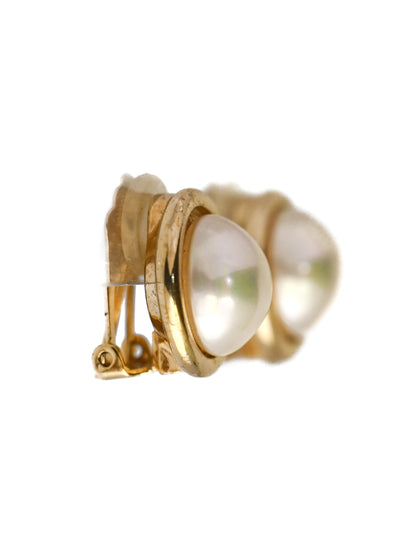 Dior Pearl Round Clip Earrings