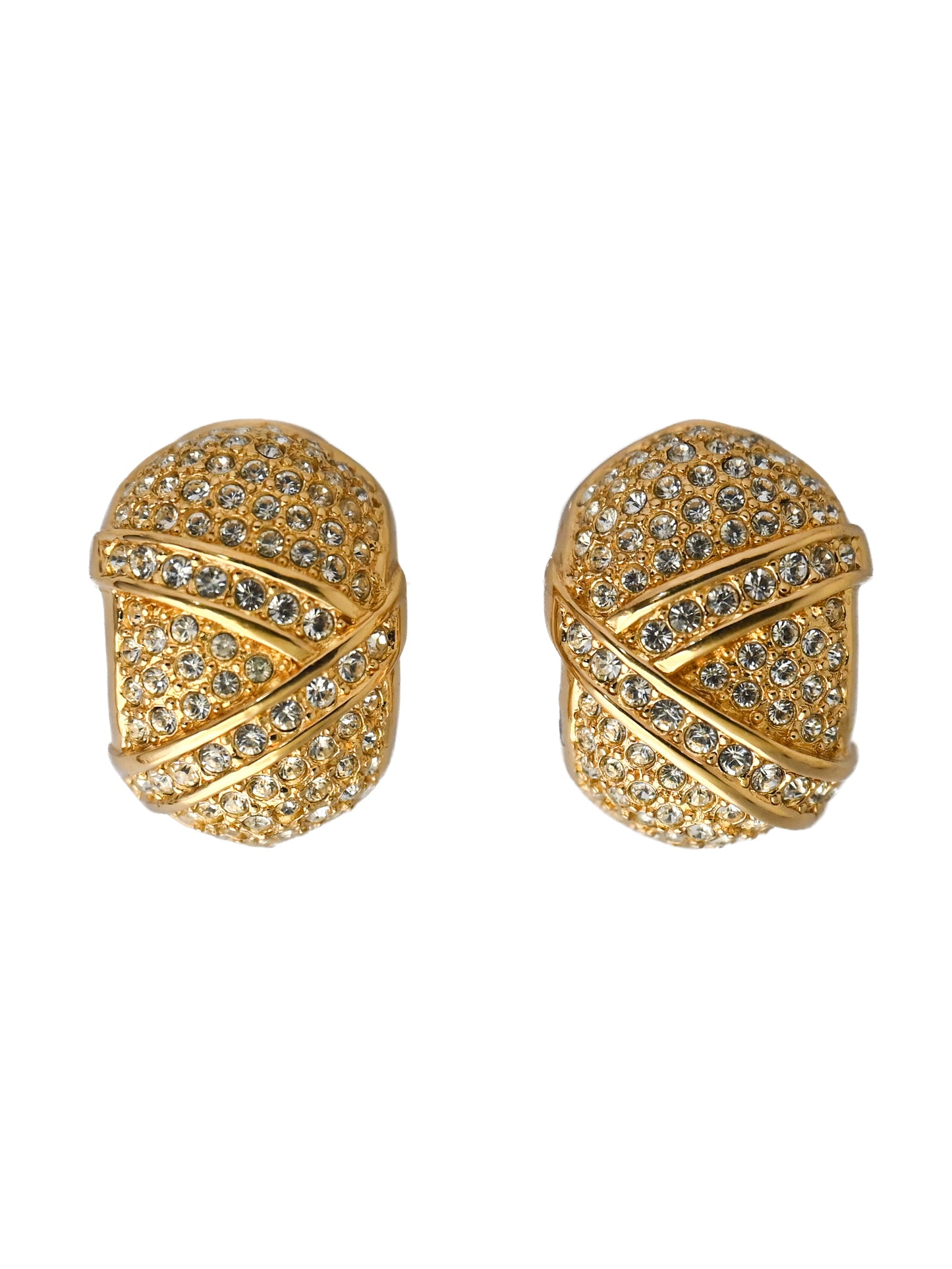 Dior Rhinestone Hoop Clip Earrings