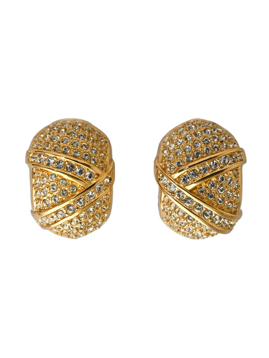 Dior Rhinestone Hoop Clip Earrings