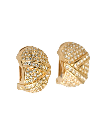 Dior Rhinestone Hoop Clip Earrings