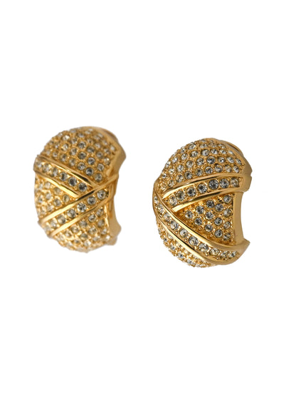 Dior Rhinestone Hoop Clip Earrings