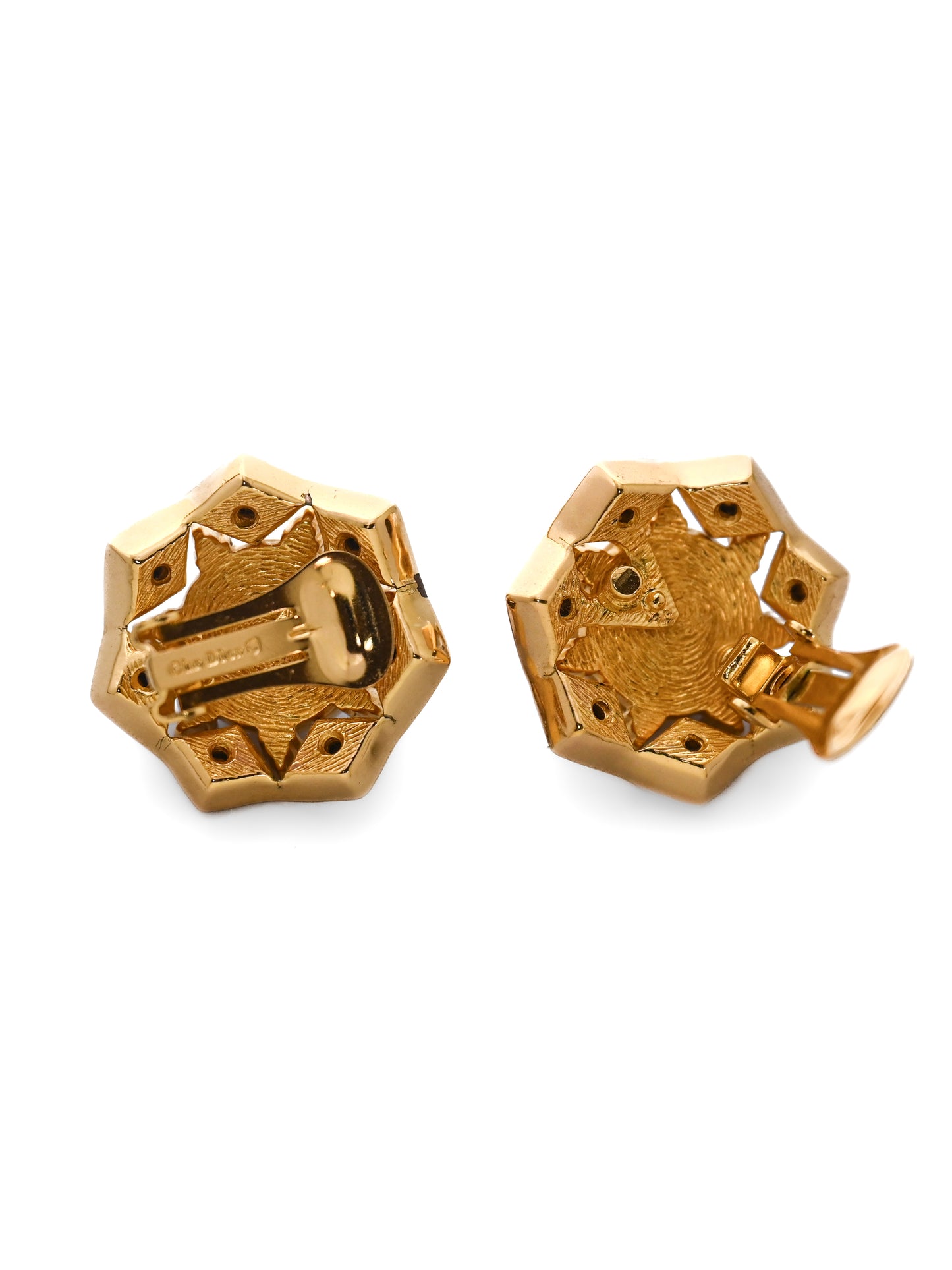 Dior Pearl Lozenge Stone Clip Earrings