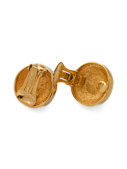 Dior Pearl Trapezoid Stone Round Clip Earrings