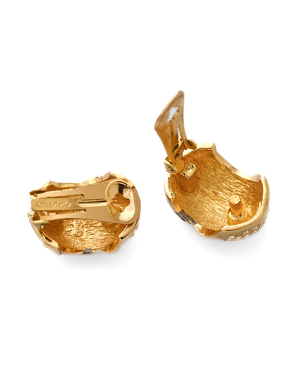 Dior Rhinestone Hoop Clip Earrings