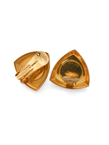 Dior Pearl Triangular Clip Earrings