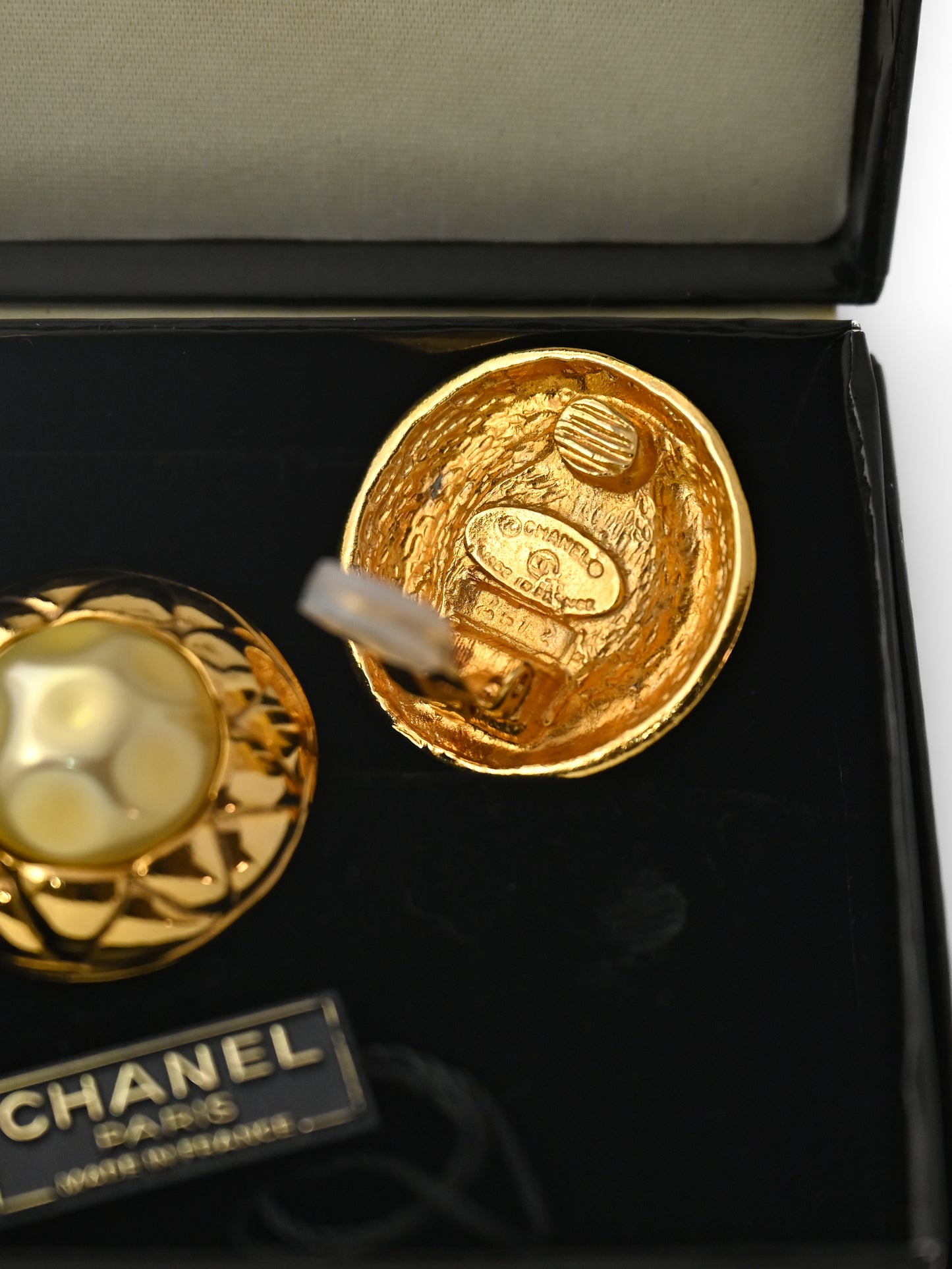 Chanel Pearl Quilted Clip Earrings