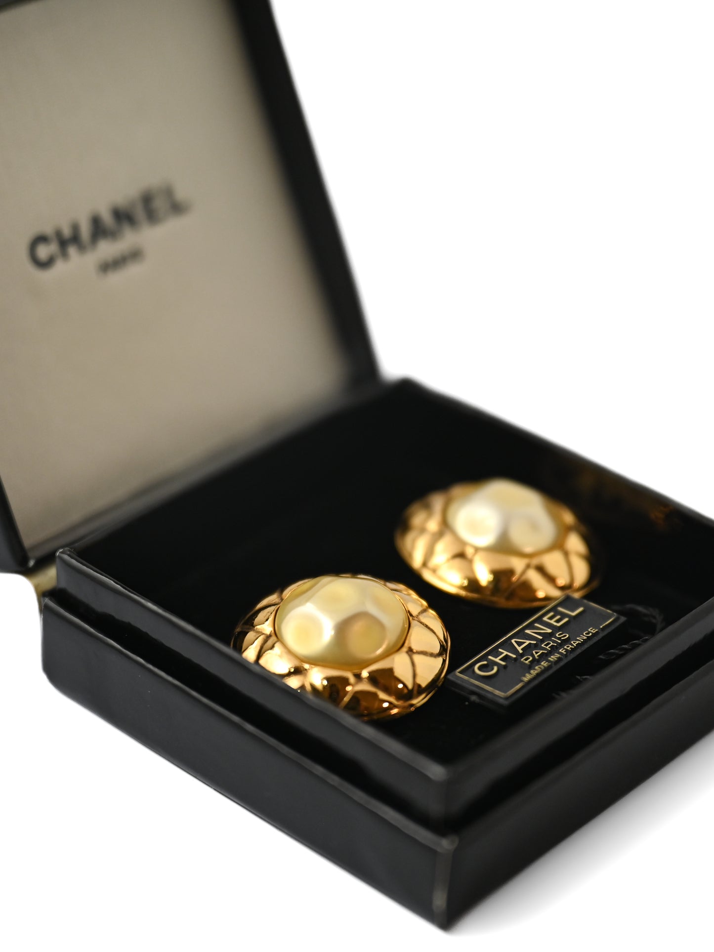 Chanel Pearl Quilted Clip Earrings
