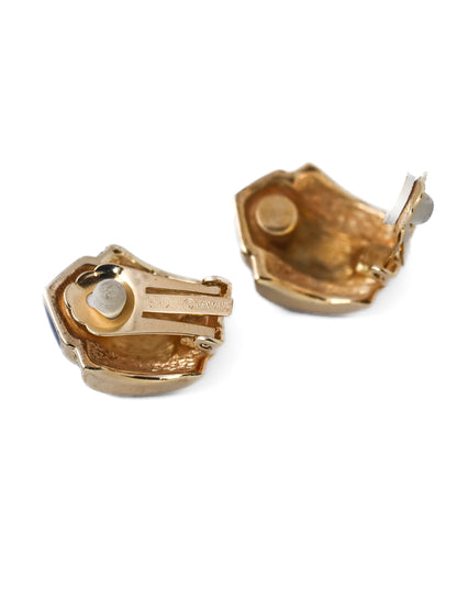 Dior Navy Enamel Hoop Clip Earrings