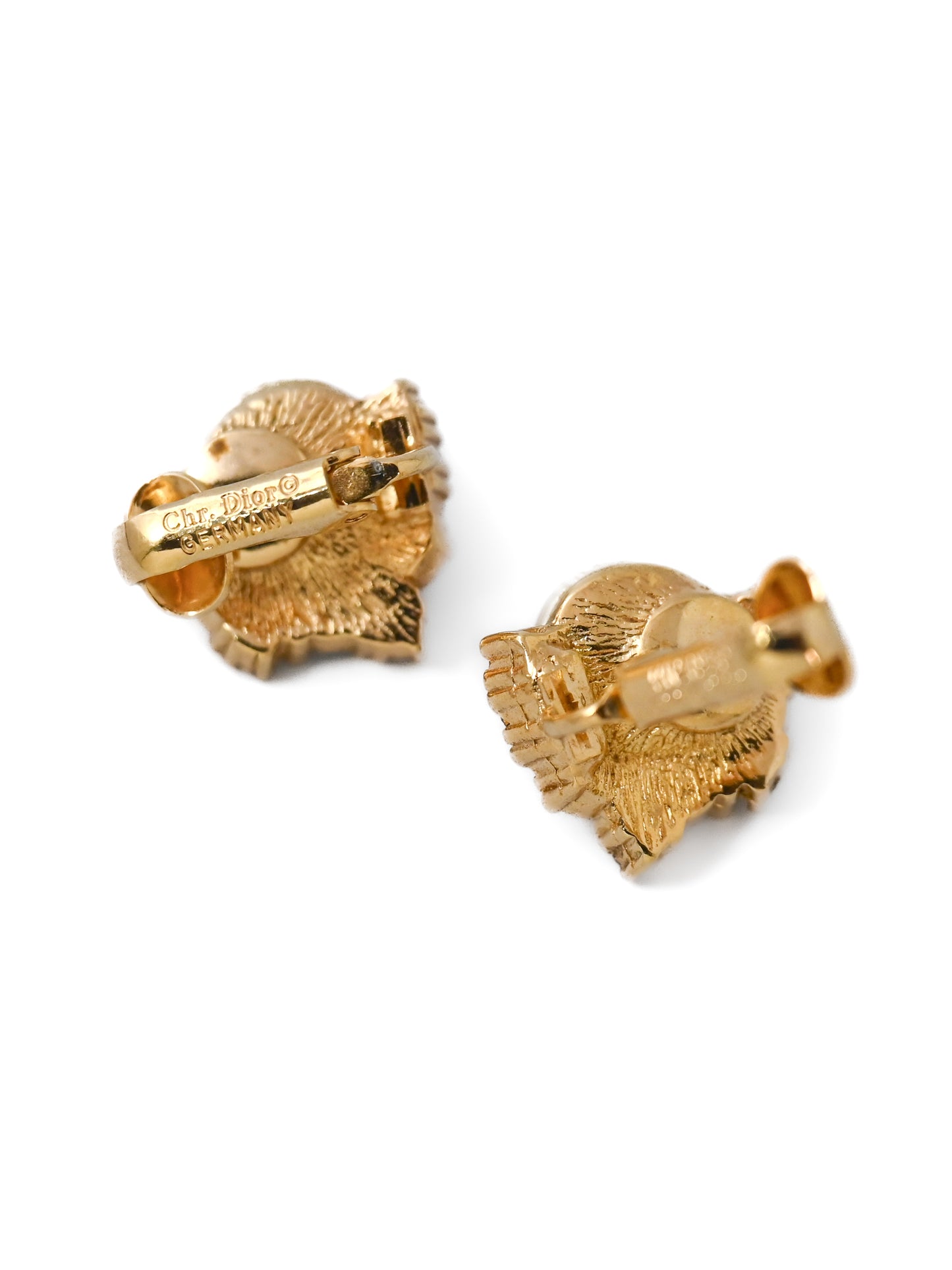Dior Pearl Rhinestone Wing Clip Earrings