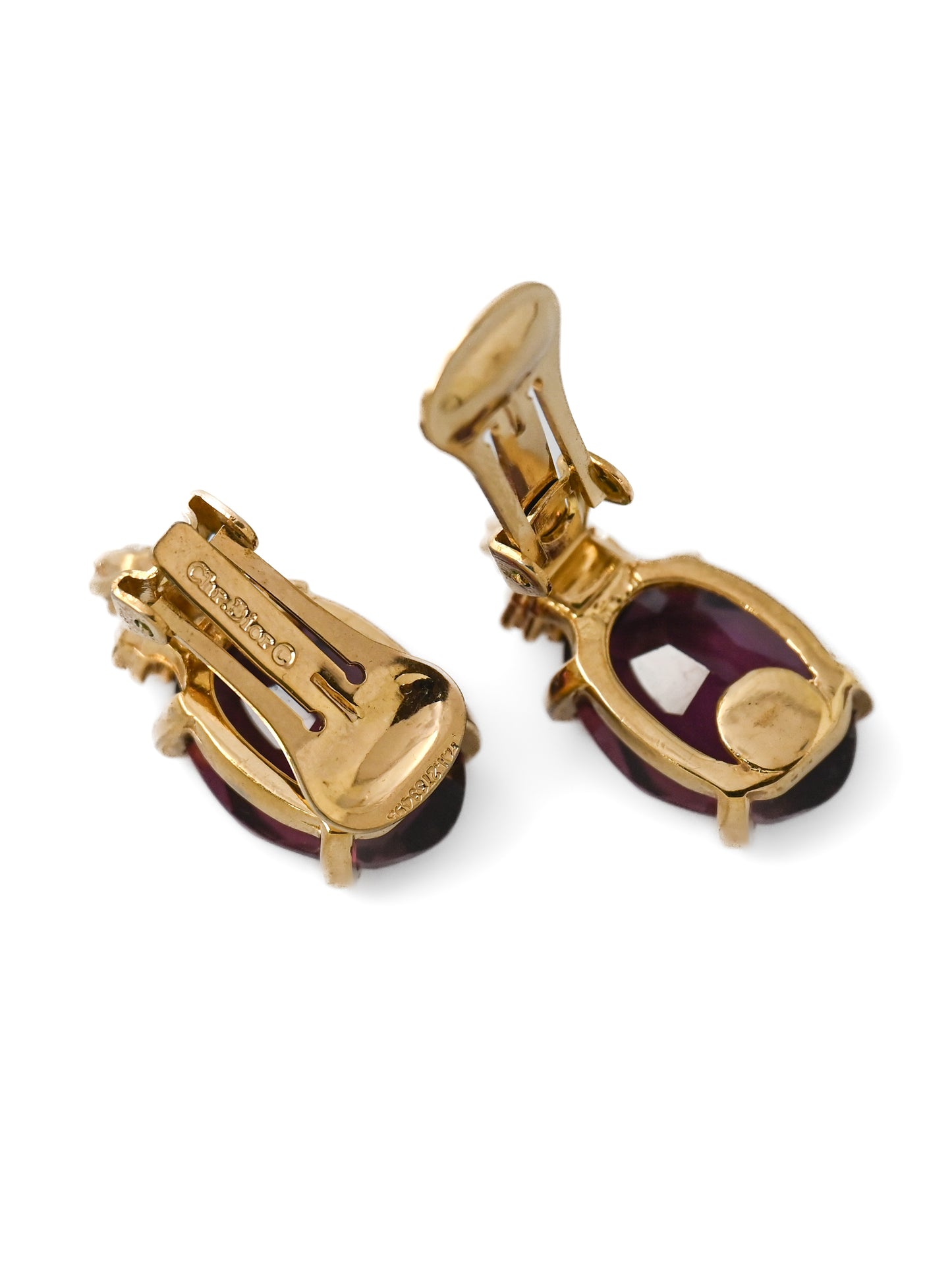 Dior Purple Rhinestone Clip Earrings
