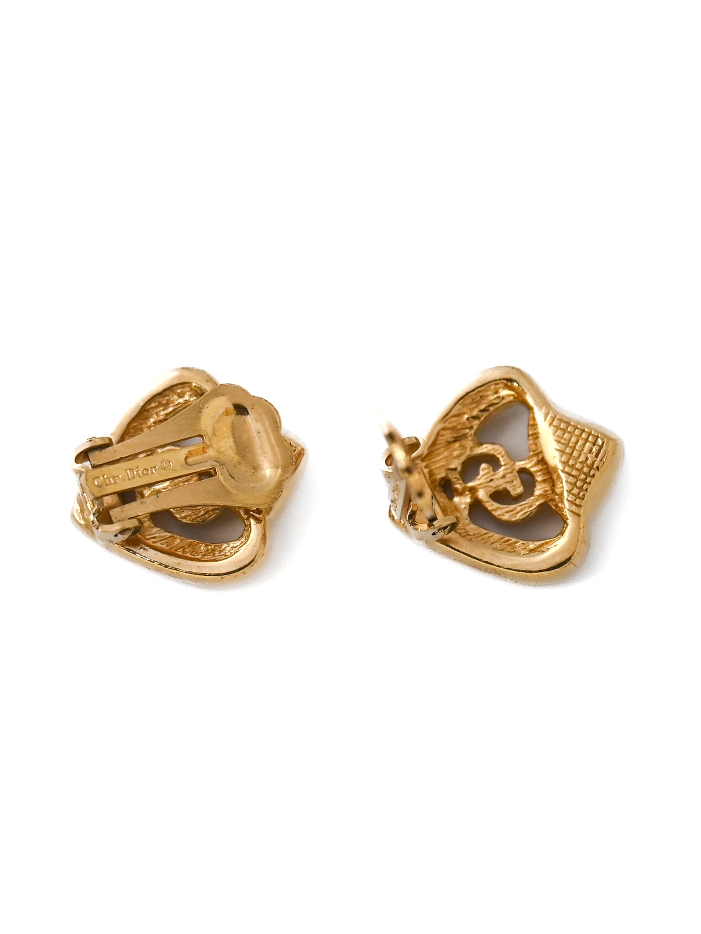 Dior "CD" Braided Heart Clip Earrings