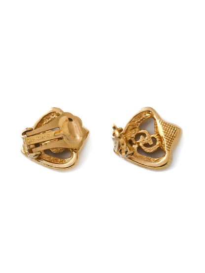 Dior "CD" Braided Heart Clip Earrings