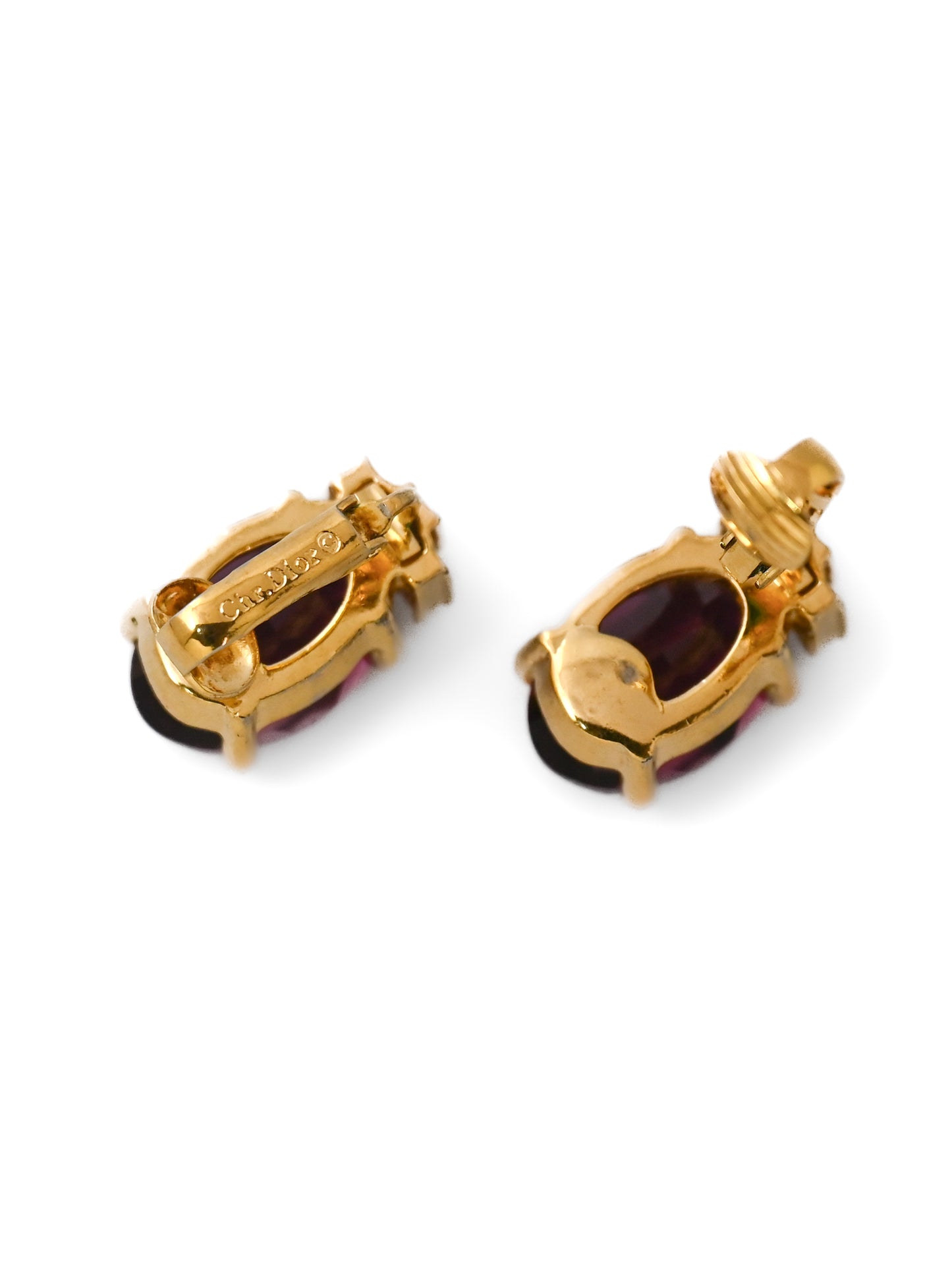 Dior Purple Rhinestone Clip Earrings
