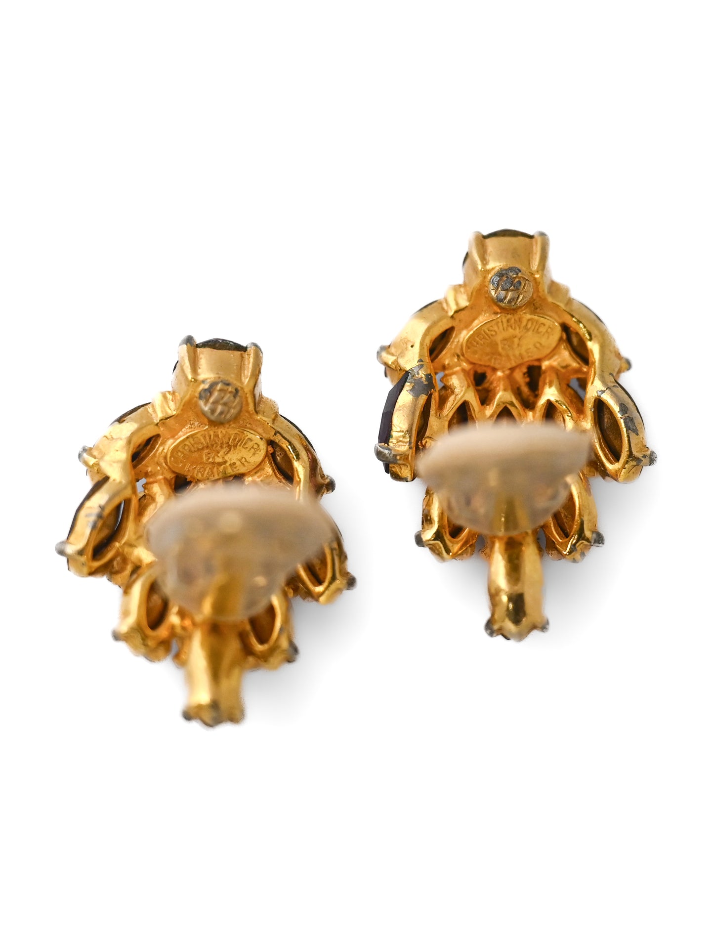 Dior by Kramer 50s Pine Cone Purple Clip Earrings