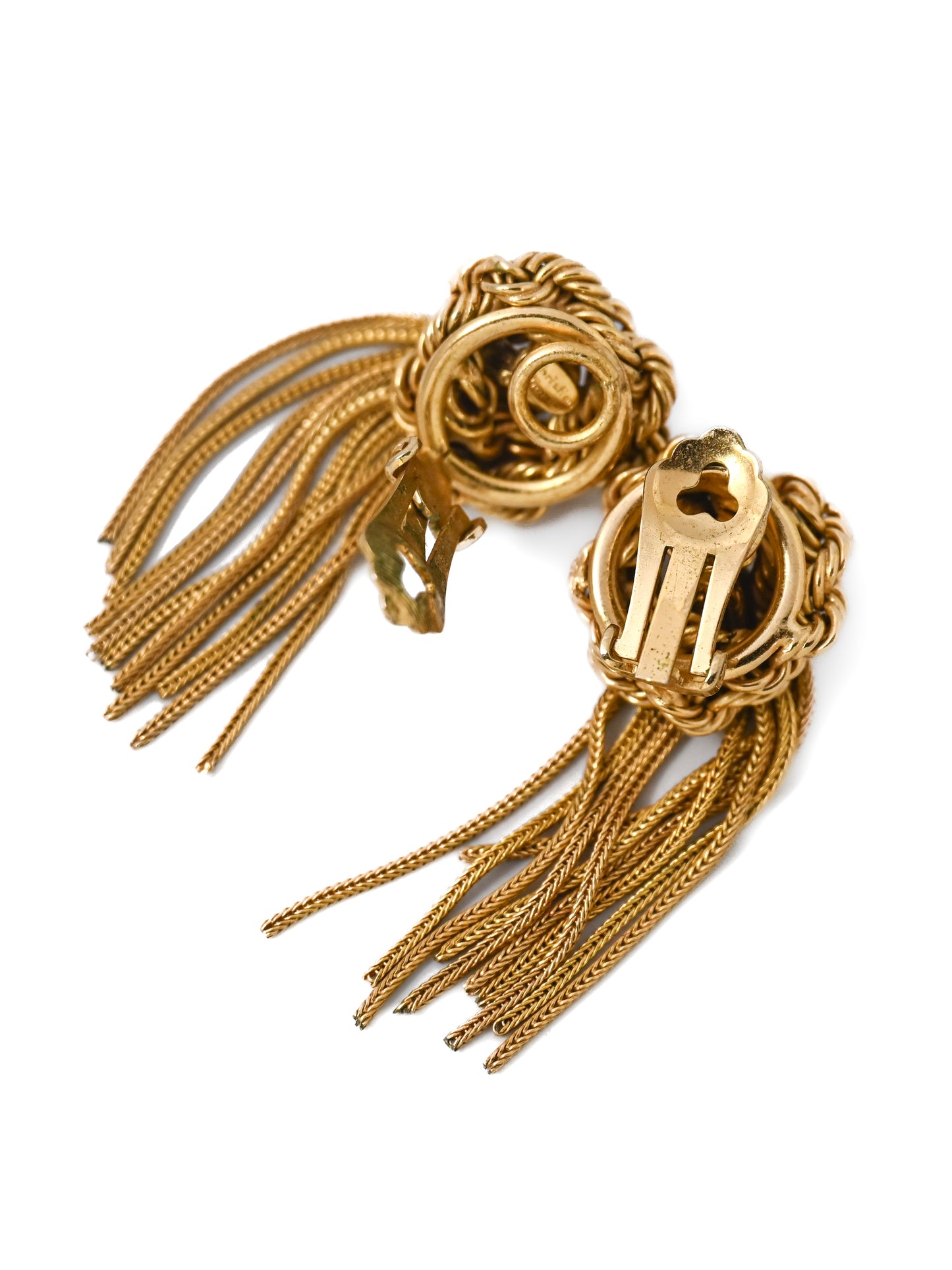 Dior 40s Braided Tassel Drop Clip Earrings