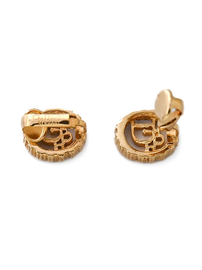 Dior Logo Hollow Oval Clip Earrings