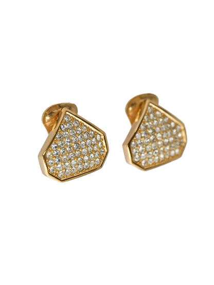 Dior Rhinestone Pavé Polygon Clip Earrings