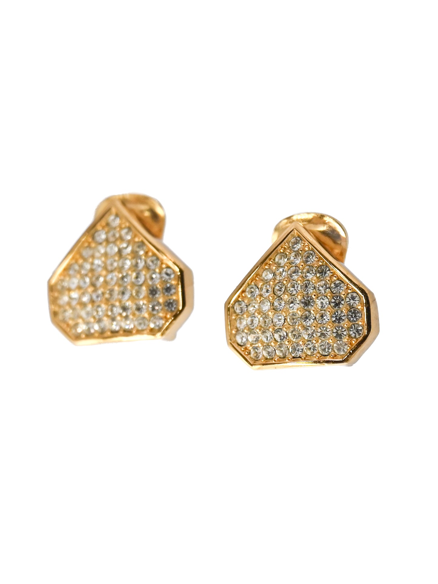 Dior Rhinestone Pavé Polygon Clip Earrings
