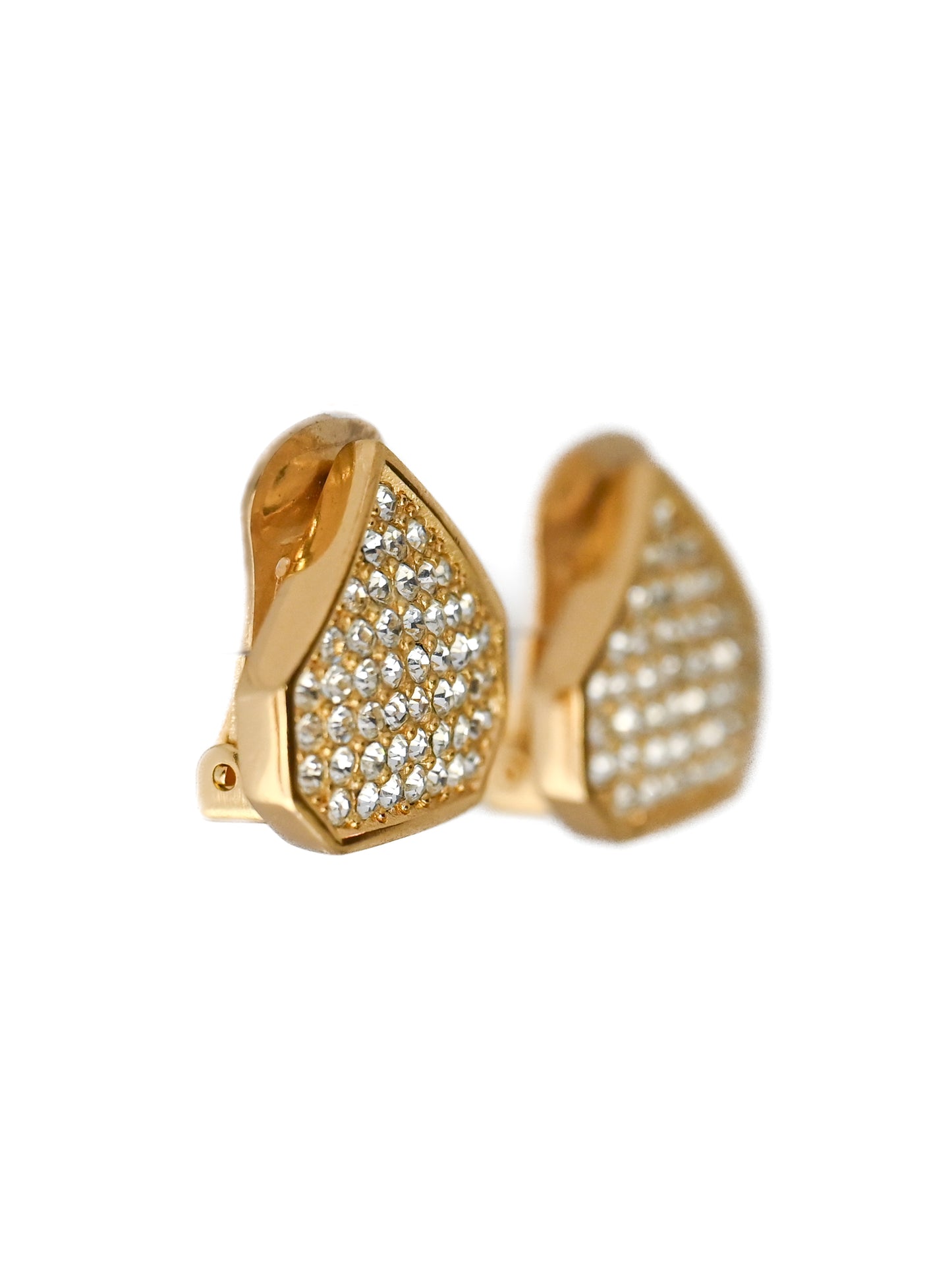 Dior Rhinestone Pavé Polygon Clip Earrings