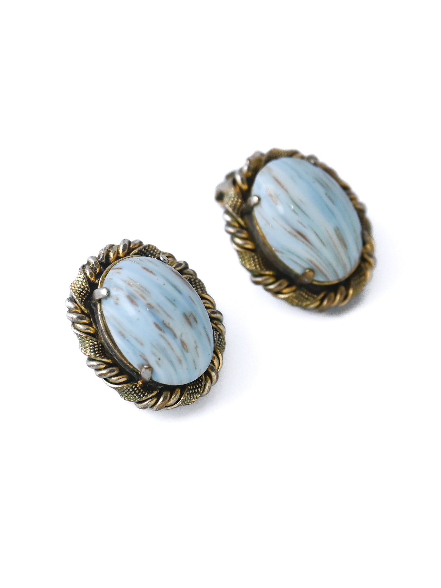 Dior 1963 Turquoise Glass Oval Clip Earrings