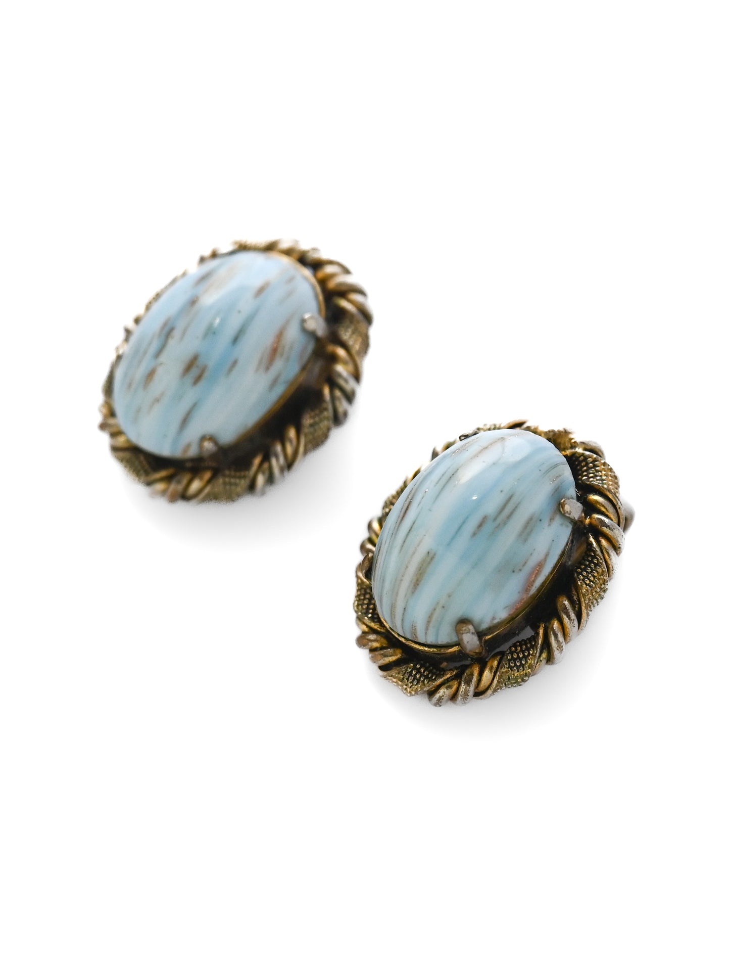 Dior 1963 Turquoise Glass Oval Clip Earrings